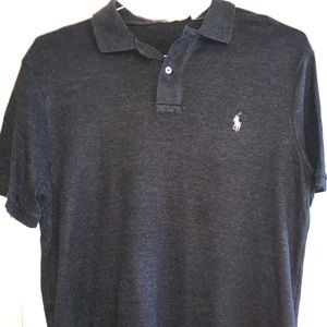 Ralph Lauren Charcoal Grey with White Polo Collard Polo Shirt Size L.